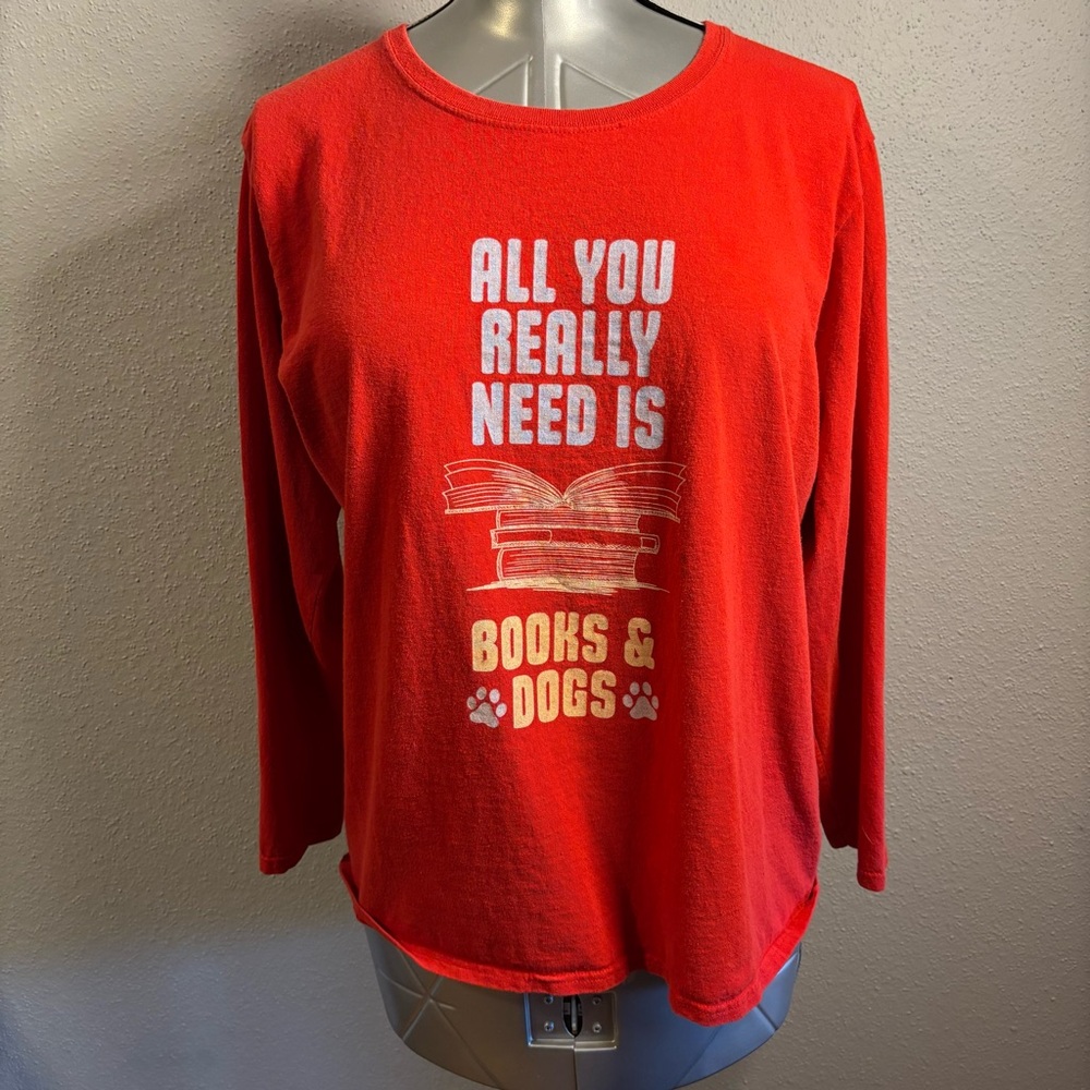 Gildan Red Cotton Long Sleeve Tee XL